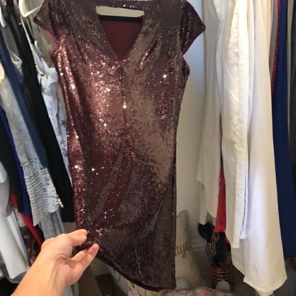 Skies Are Blue plum sequin dress sz XS - Picture 3 of 5